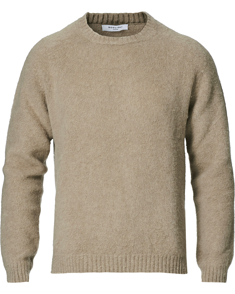 Herre | Trøjer | Boglioli | Brushed Wool/Cashmere Sweater Beige