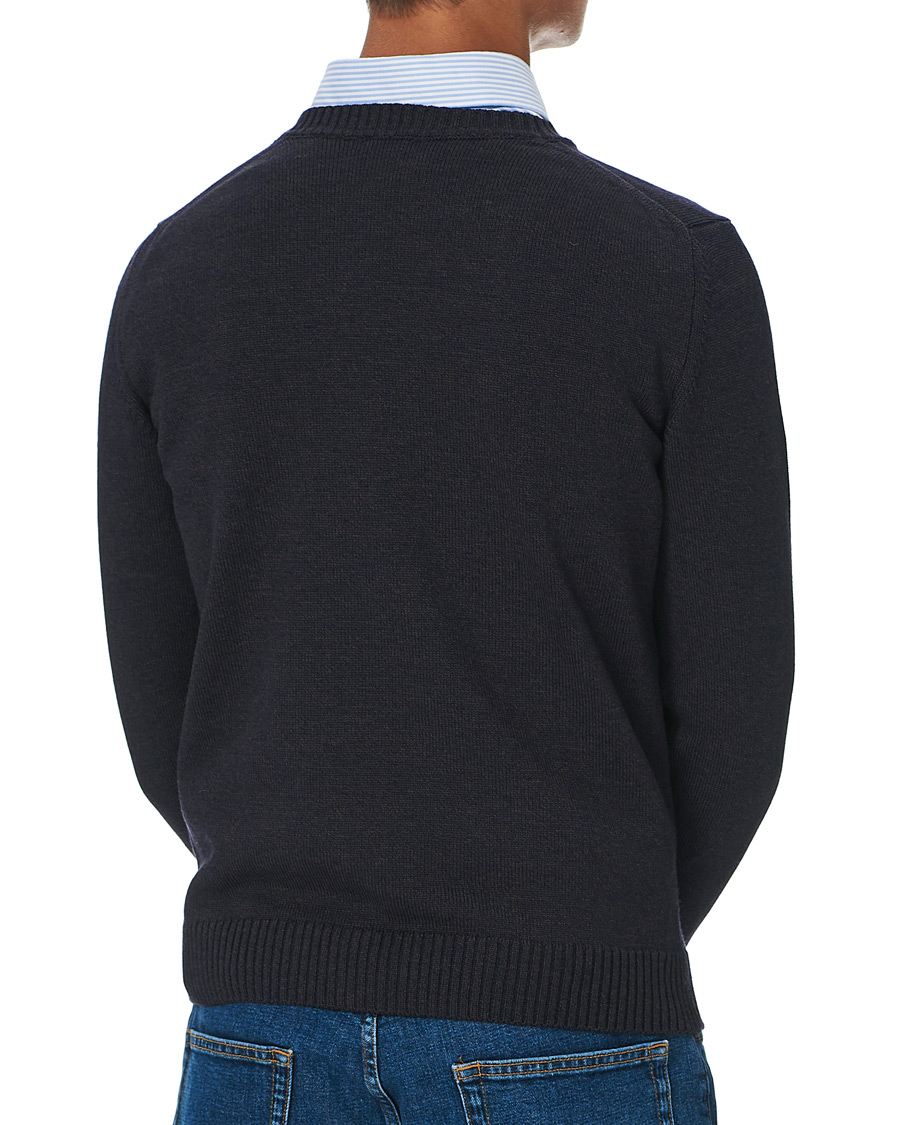 Herre | Trøjer | Stenströms | Heavy Knitted Merino Crew Neck Brown/Blue Mouliné