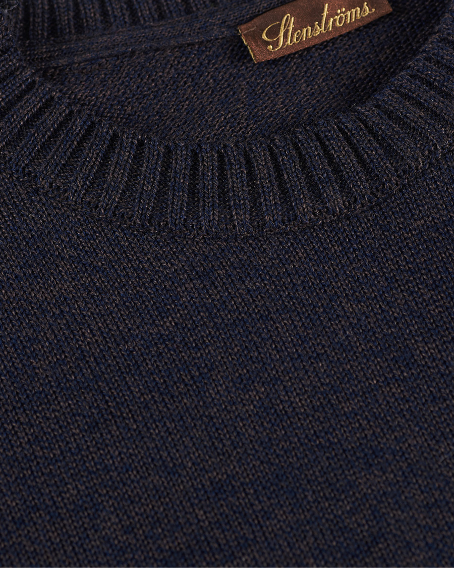 Herre | Trøjer | Stenströms | Heavy Knitted Merino Crew Neck Brown/Blue Mouliné