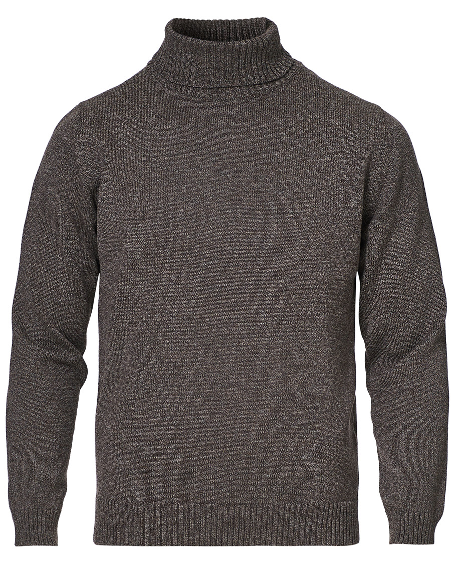 Herre | Trøjer | Stenströms | Heavy Knitted Merino Rollneck Brown Mouliné