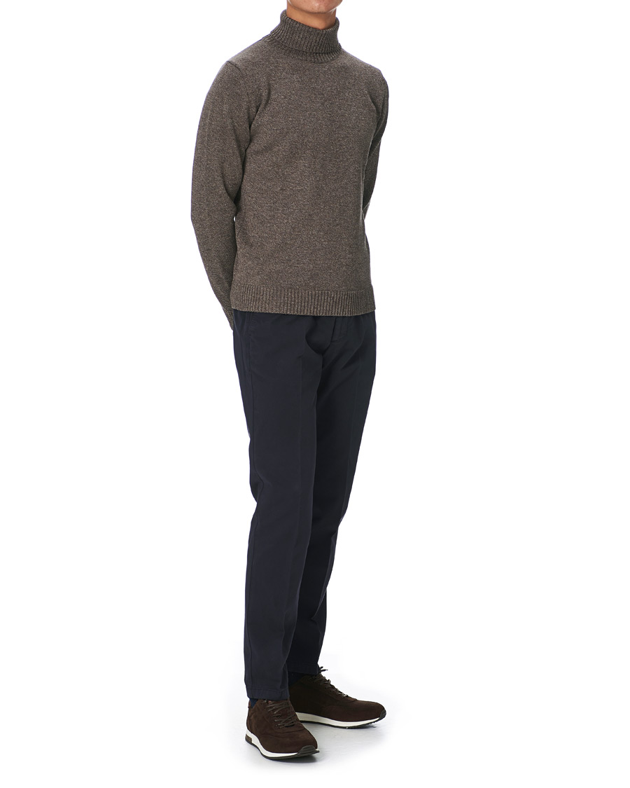 Herre | Trøjer | Stenströms | Heavy Knitted Merino Rollneck Brown Mouliné