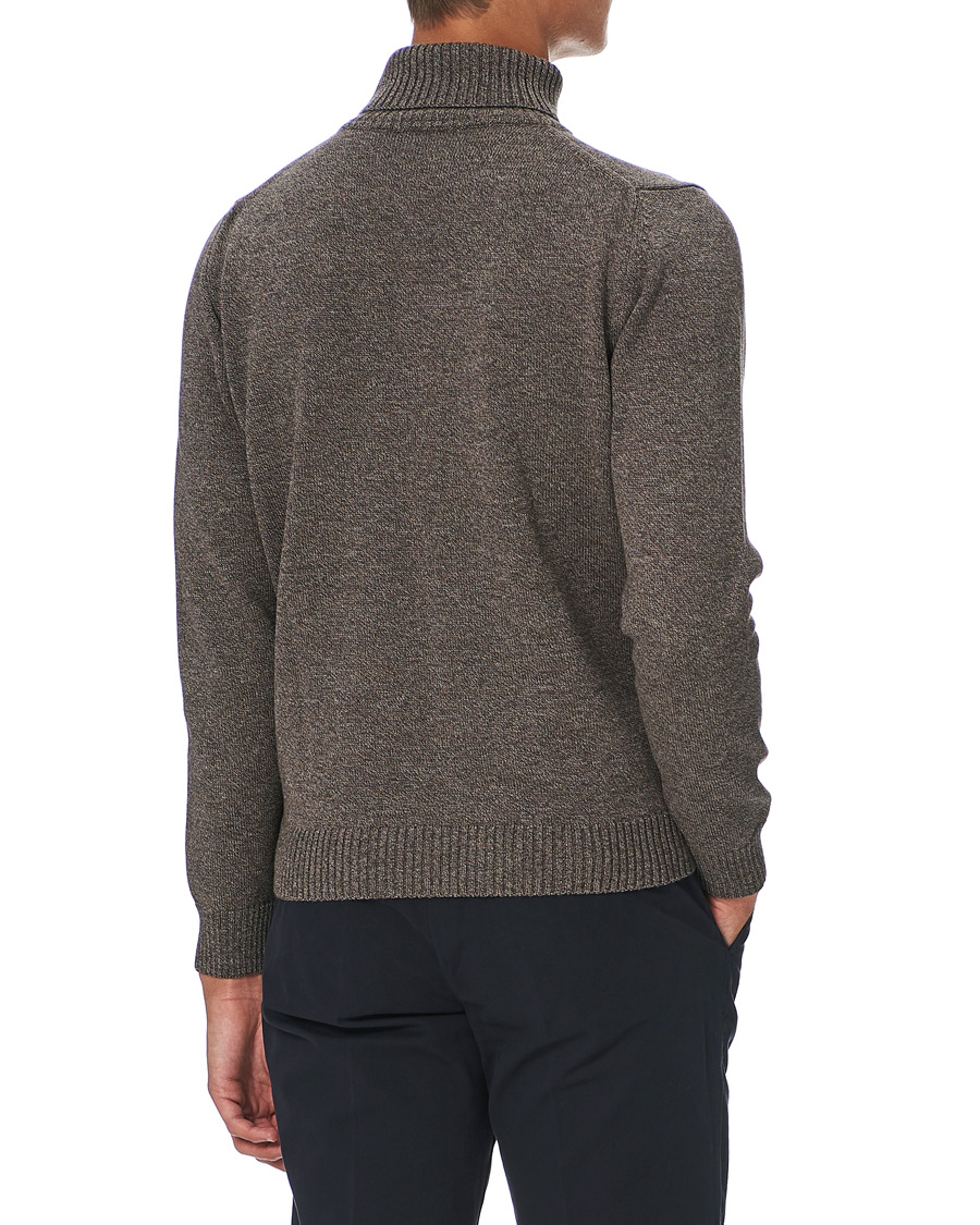 Herre | Trøjer | Stenströms | Heavy Knitted Merino Rollneck Brown Mouliné