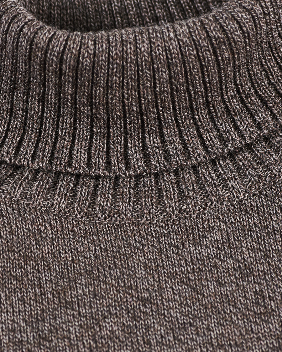 Herre | Trøjer | Stenströms | Heavy Knitted Merino Rollneck Brown Mouliné