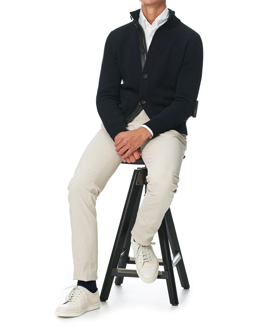 Herre | Trøjer | Brioni | Heavy Wool Cardigan Jacket Navy