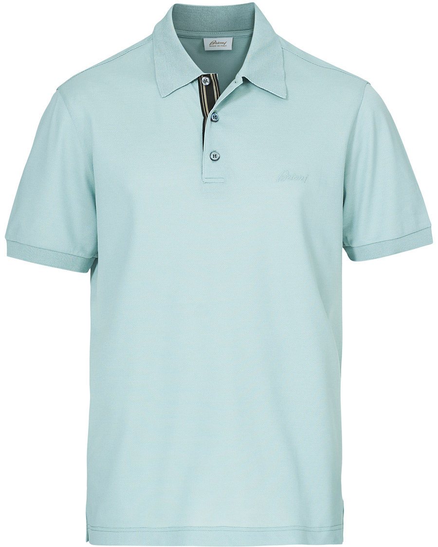 Herre | Polotrøjer | Brioni | Contrast Placket Polo Piquet Aqua