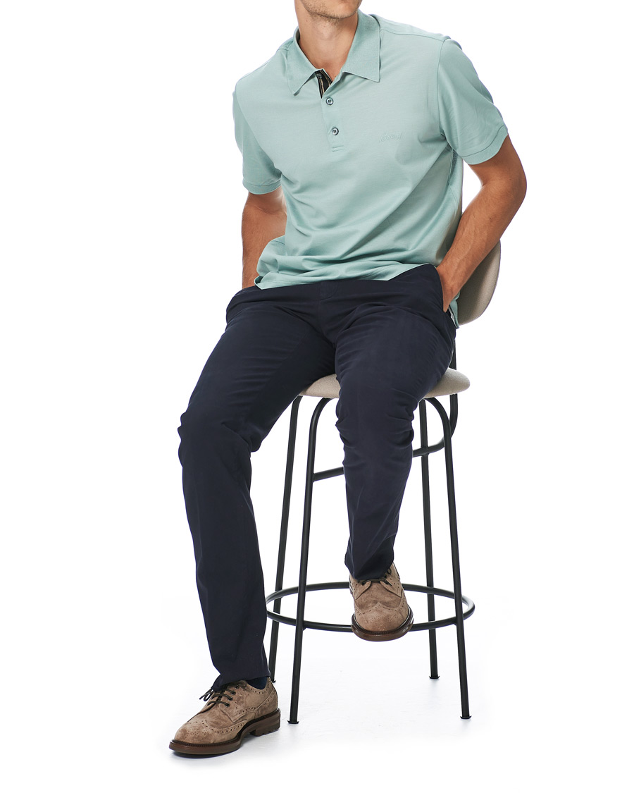 Herre | Polotrøjer | Brioni | Contrast Placket Polo Piquet Aqua