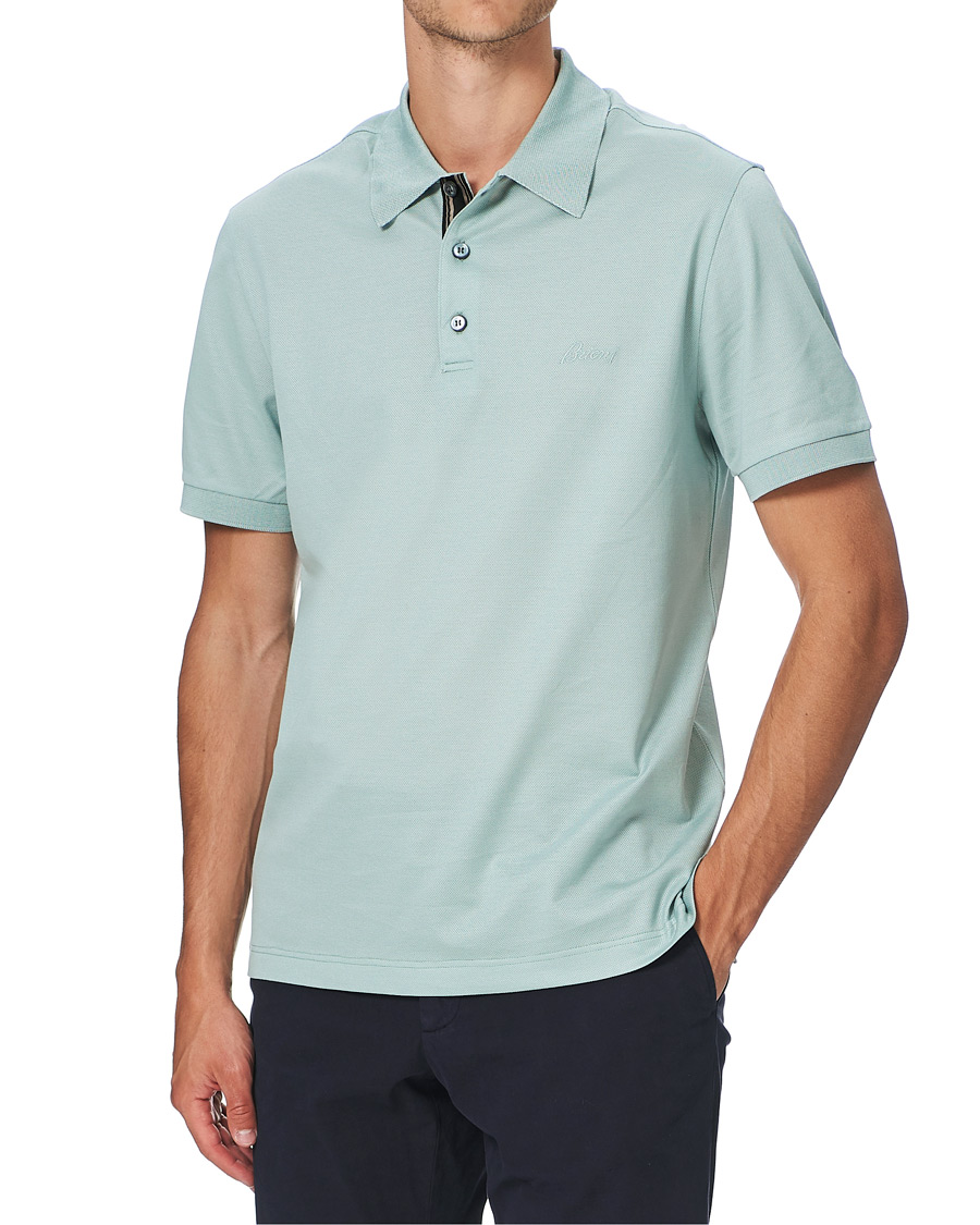 Herre | Polotrøjer | Brioni | Contrast Placket Polo Piquet Aqua