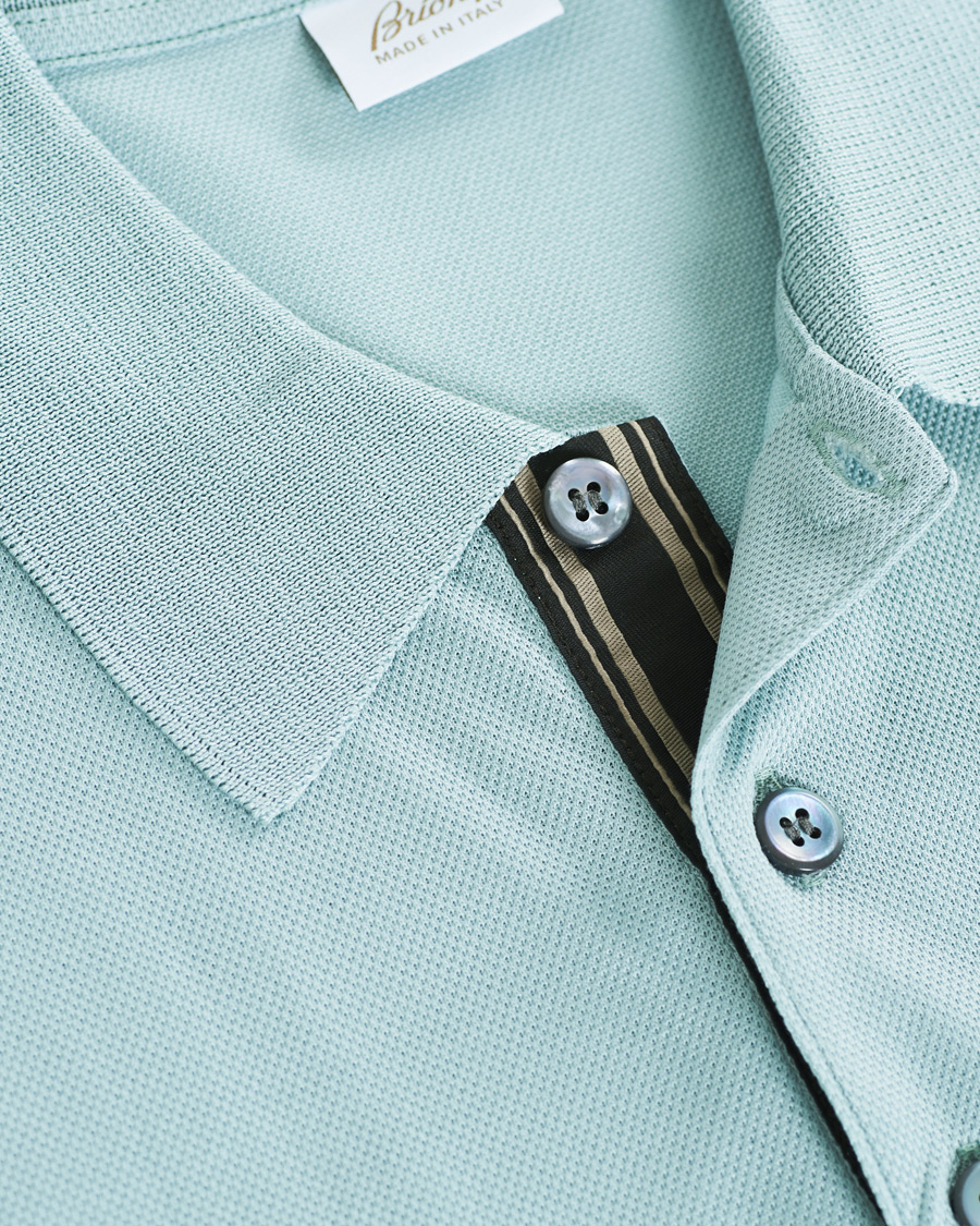 Herre | Polotrøjer | Brioni | Contrast Placket Polo Piquet Aqua