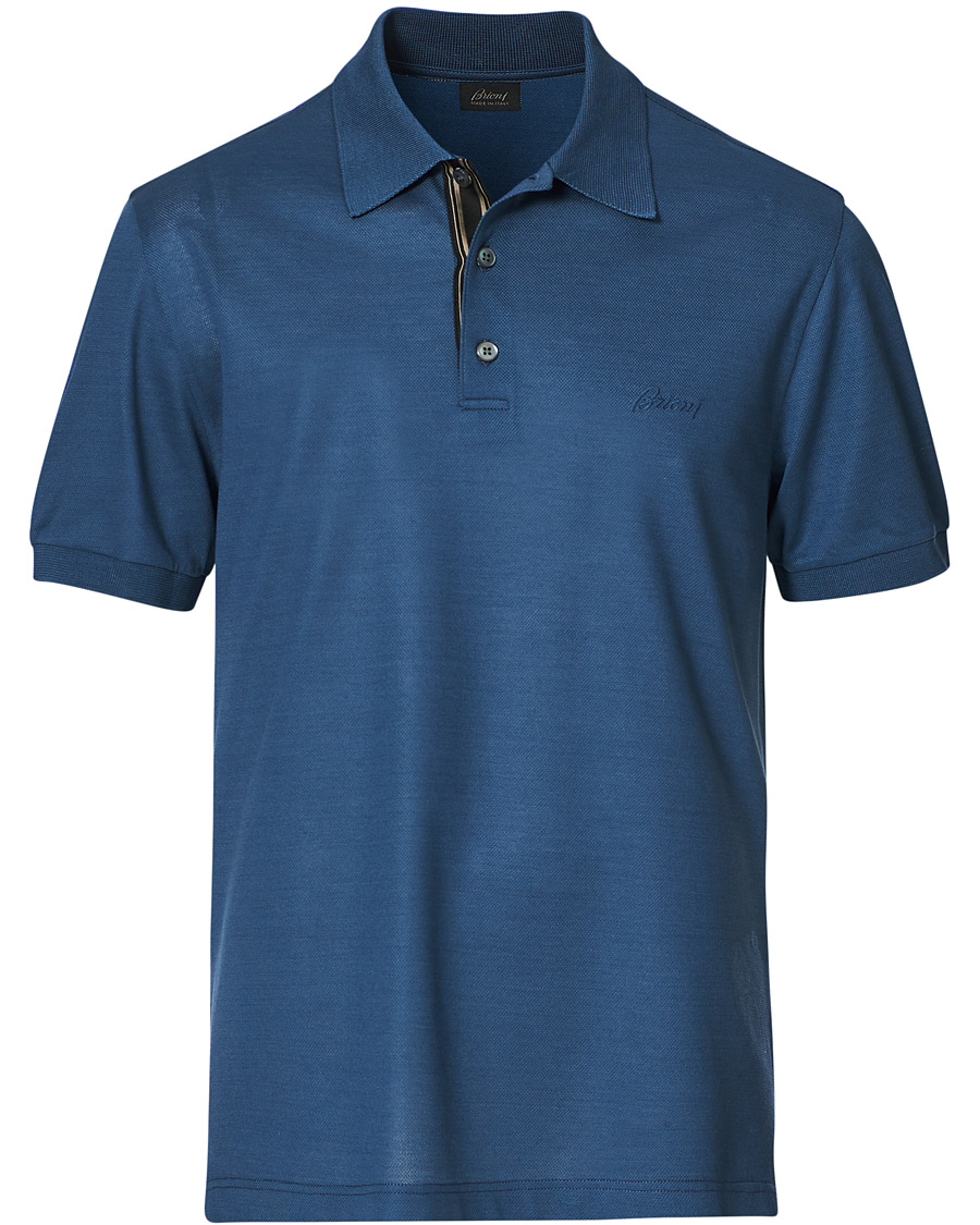 Herre | Polotrøjer | Brioni | Contrast Placket Polo Piquet Dark Blue