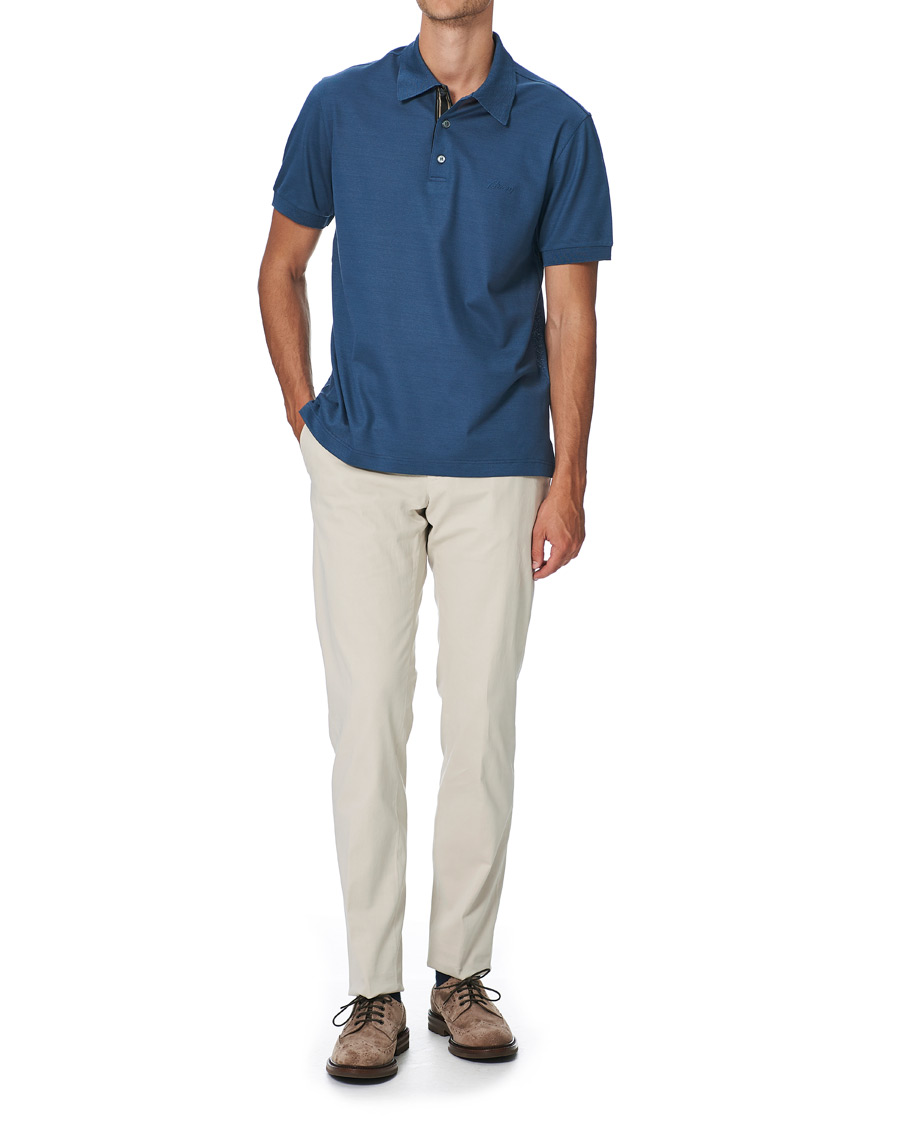 Herre | Polotrøjer | Brioni | Contrast Placket Polo Piquet Dark Blue