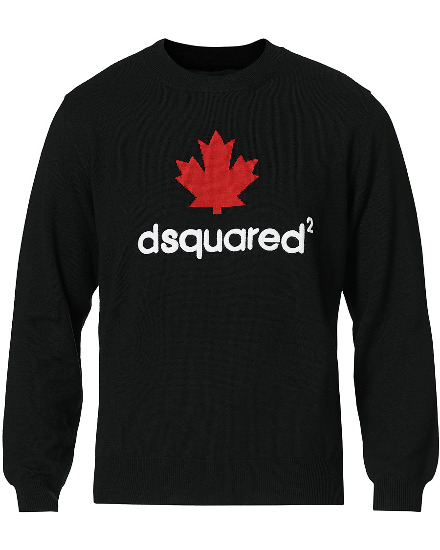 Herre | Trøjer | Dsquared2 | Mini D2 Leaf Knitted Sweater Black