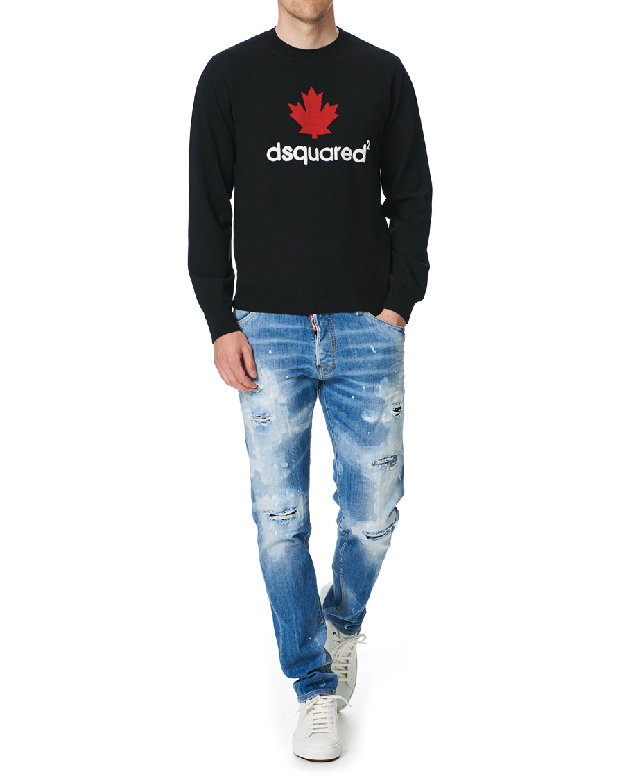 Herre | Trøjer | Dsquared2 | Mini D2 Leaf Knitted Sweater Black