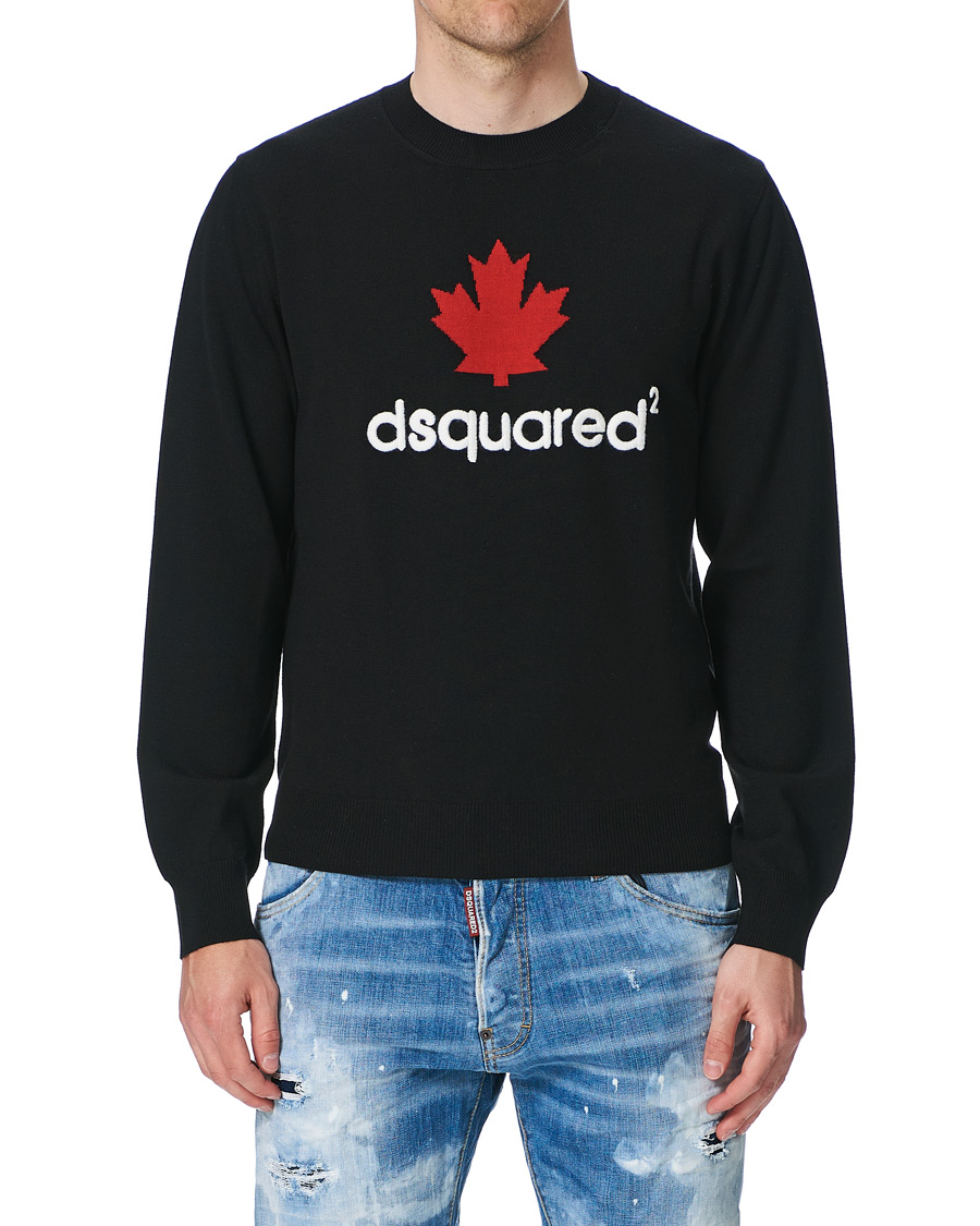 Herre | Trøjer | Dsquared2 | Mini D2 Leaf Knitted Sweater Black