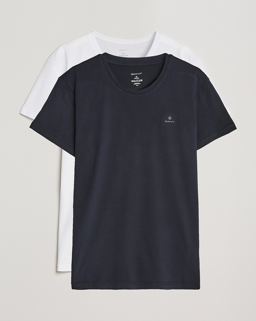 Herre | T-Shirts | GANT | 2-Pack Crew Neck T-Shirt Black/White
