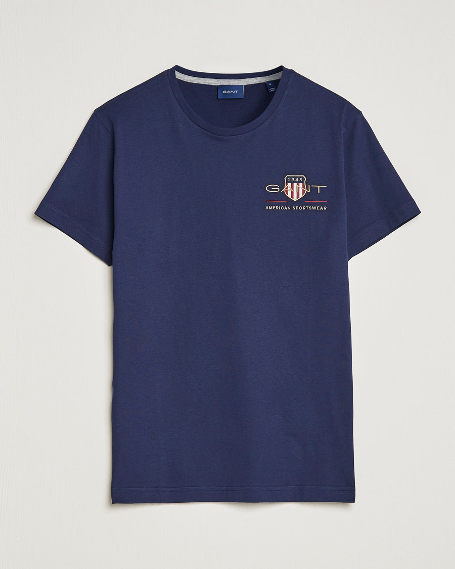 Herre | T-Shirts | GANT | Archive Shield Logo Crew Neck Tee Evening Blue