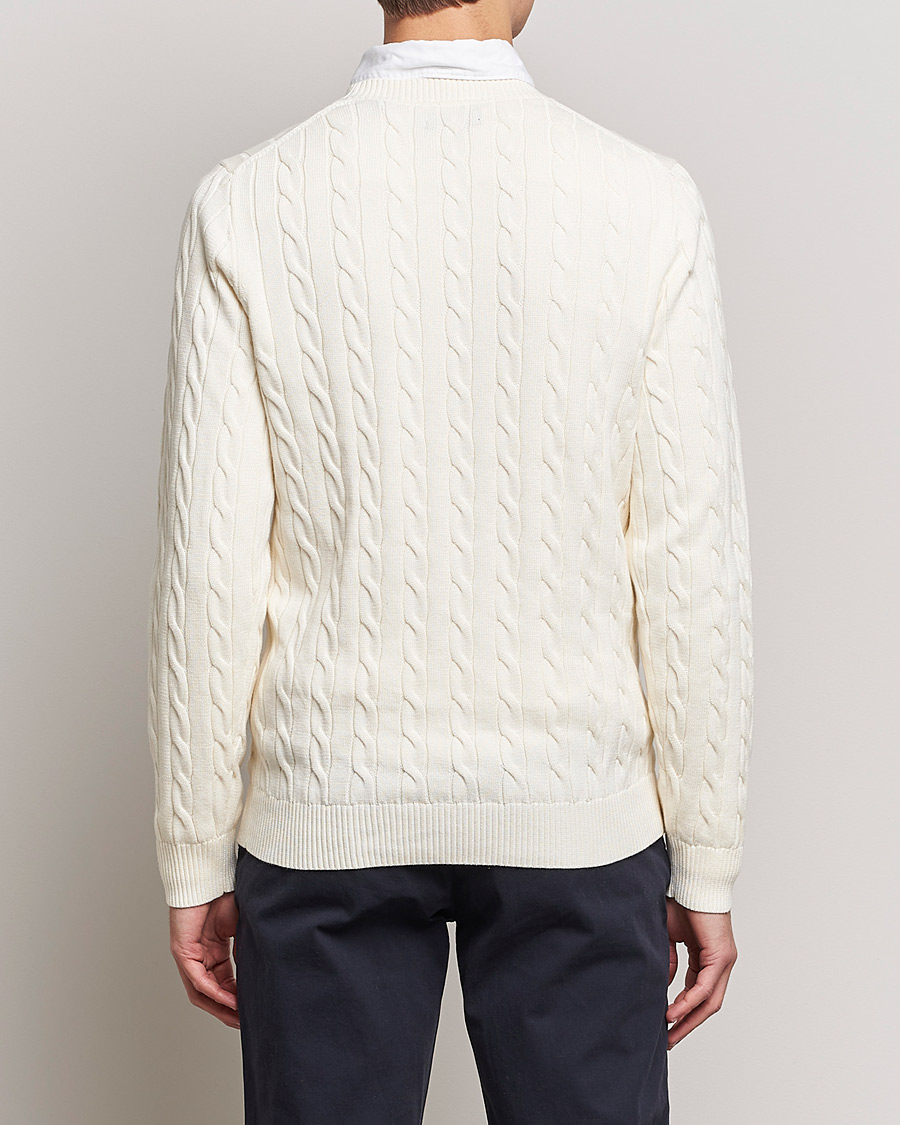 Herre | Trøjer | GANT | Cotton Cable Crew Neck Pullover Cream