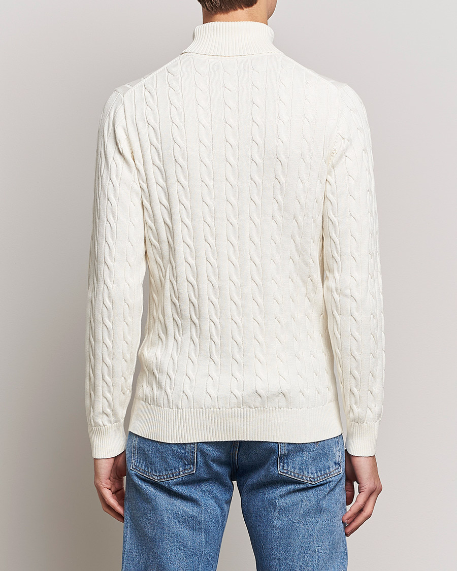 Herre | Trøjer | GANT | Cotton Cable Turtleneck Cream