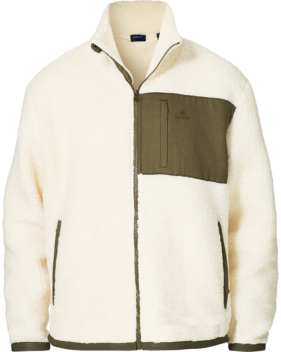 Herre | Trøjer | GANT | Fleece Full Zip Jacket Cream