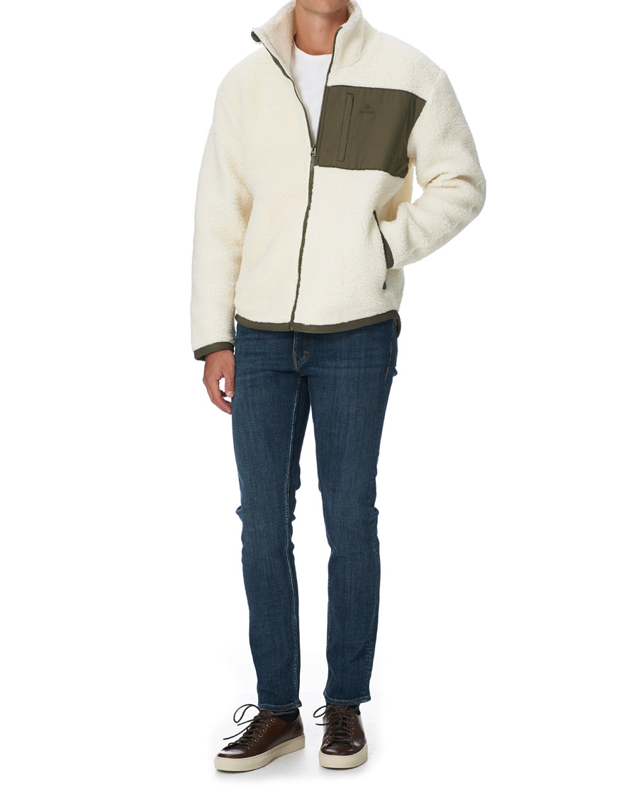 Herre | Trøjer | GANT | Fleece Full Zip Jacket Cream