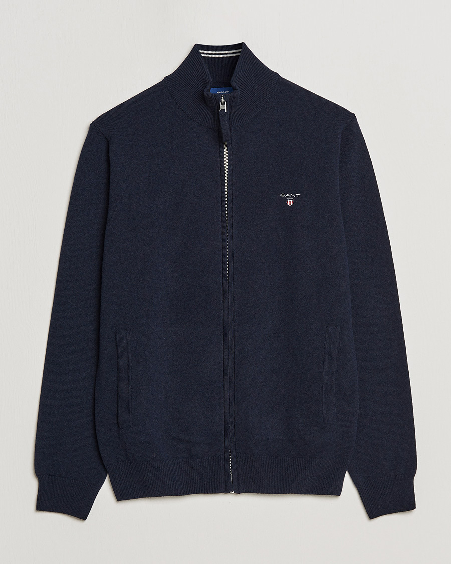 Herre | Trøjer | GANT | Lambswool Full Zip Marine