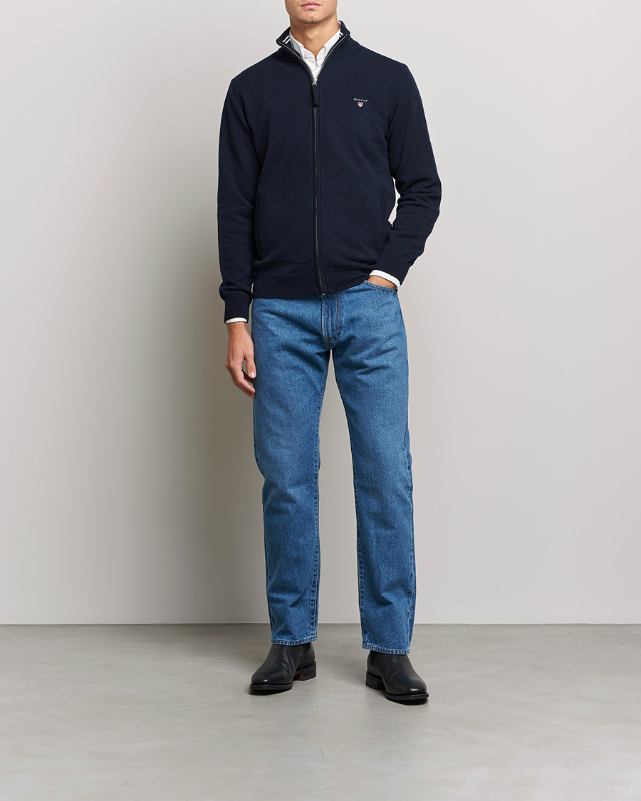 Herre | Trøjer | GANT | Lambswool Full Zip Marine