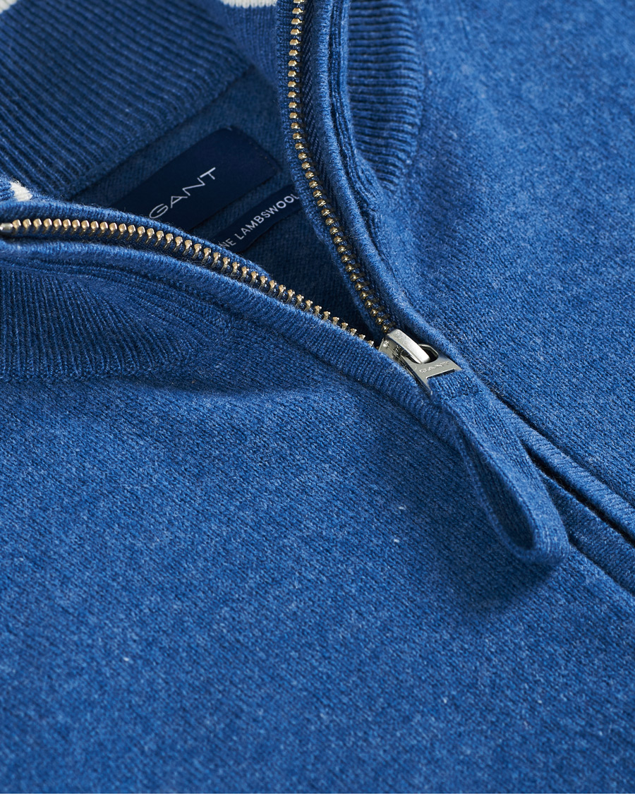 Herre | Trøjer | GANT | Lambswool Half Zip Sweater Stone Blue Melange