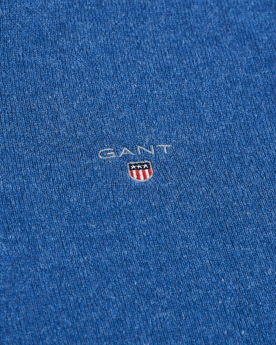 Herre | Trøjer | GANT | Lambswool Half Zip Sweater Stone Blue Melange