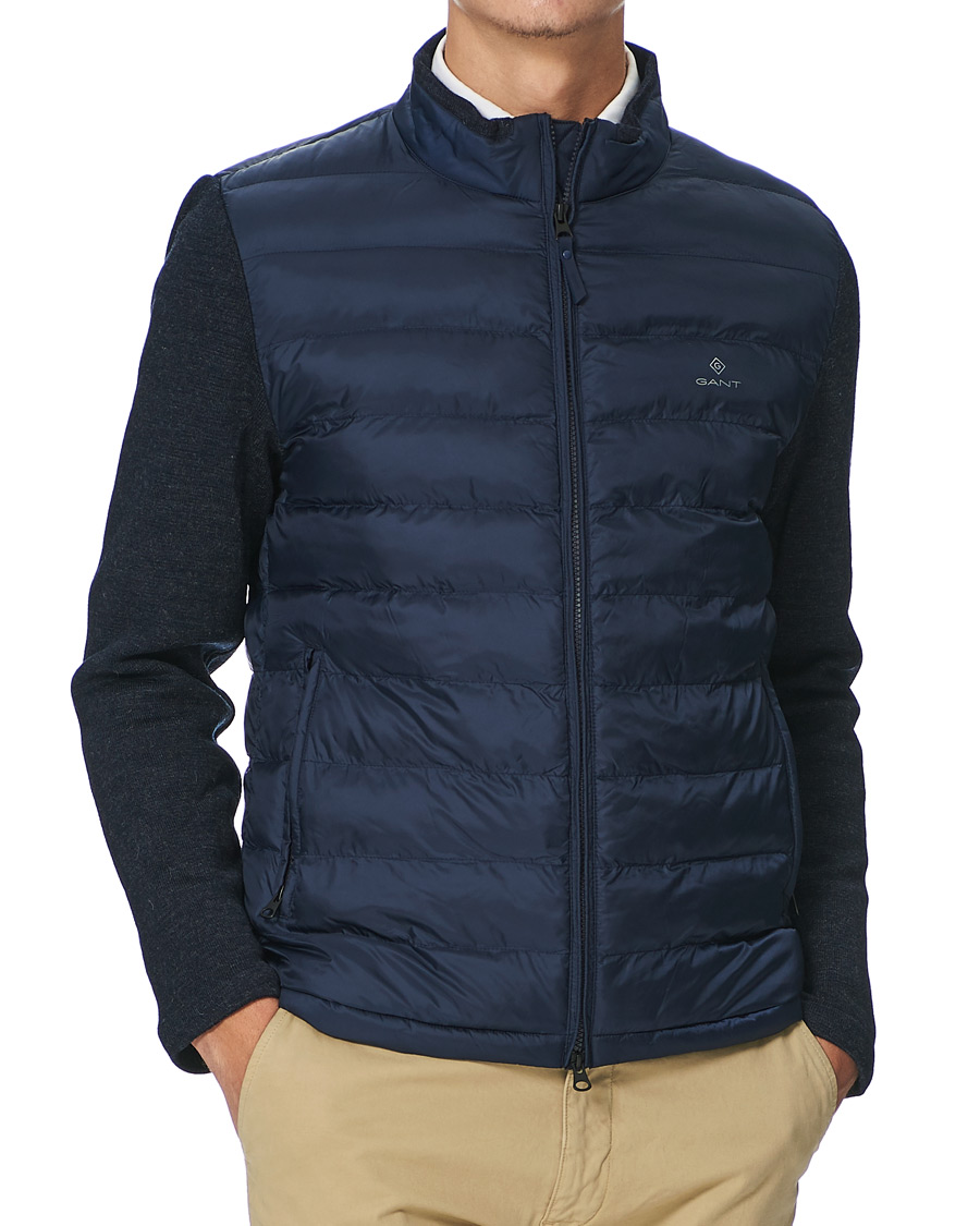 Herre | Jakker | GANT | Hybrid Down Jacket Evening Blue