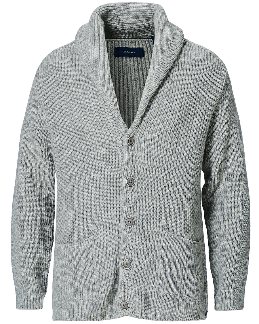 Herre | Trøjer | GANT | Mohair Blend Shawl Cardigan Grey Melange