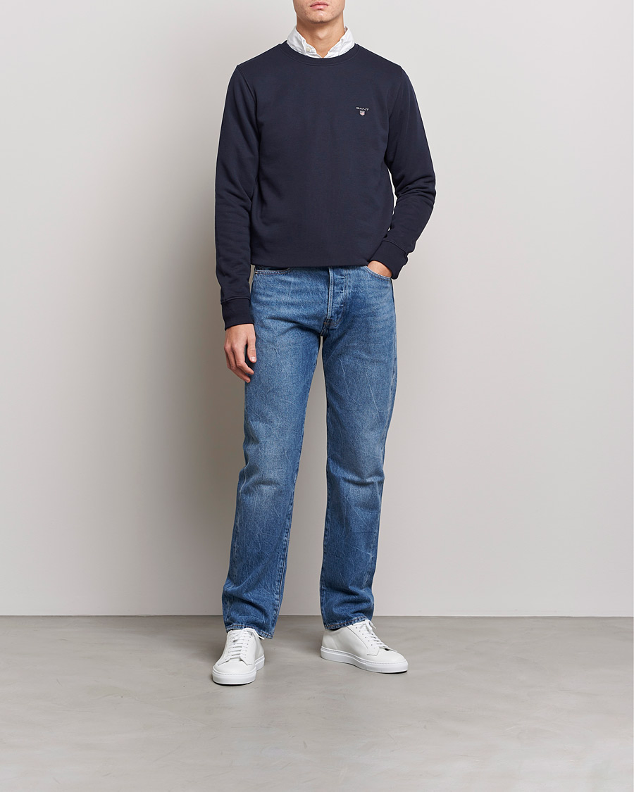 Herre | Trøjer | GANT | Original Shield Logo Crew Neck Sweatshirt Evening Blue