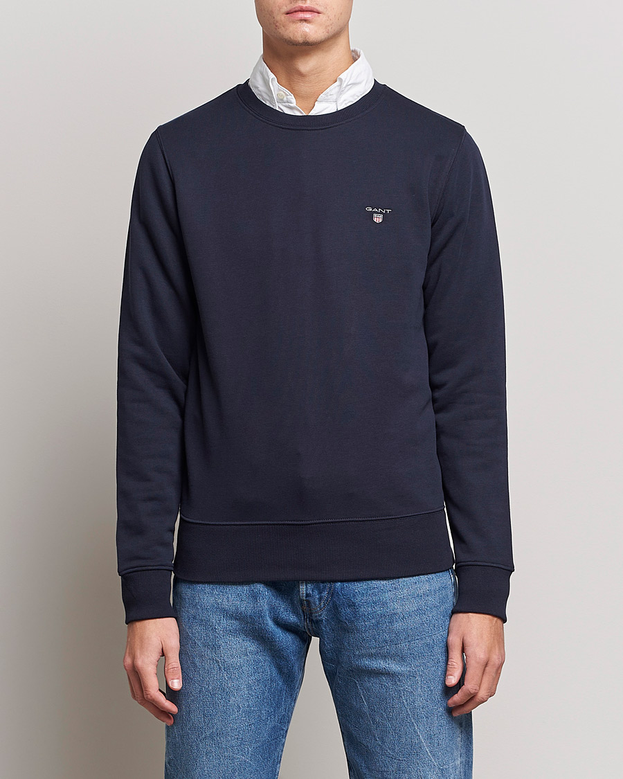 Herre | Trøjer | GANT | Original Shield Logo Crew Neck Sweatshirt Evening Blue