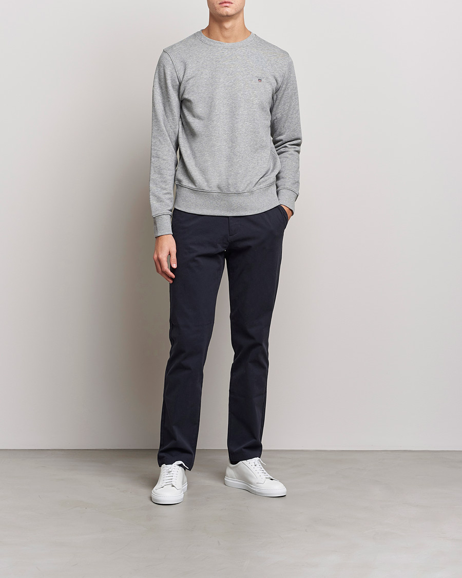 Herre | Trøjer | GANT | Original Crew Neck Sweatshirt Grey Melange