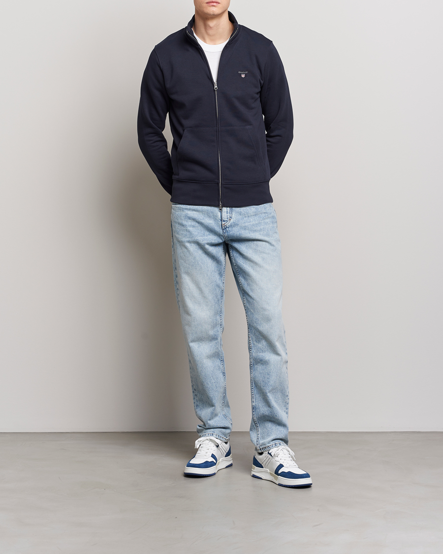 Herre | Trøjer | GANT | Original Shield Logo Full-Zip Sweater Evening Blue