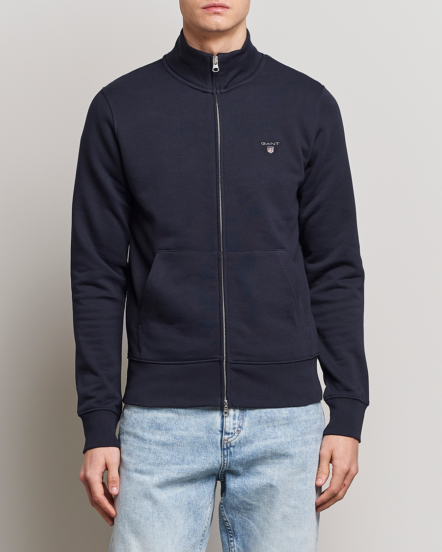 Herre | Trøjer | GANT | Original Shield Logo Full-Zip Sweater Evening Blue