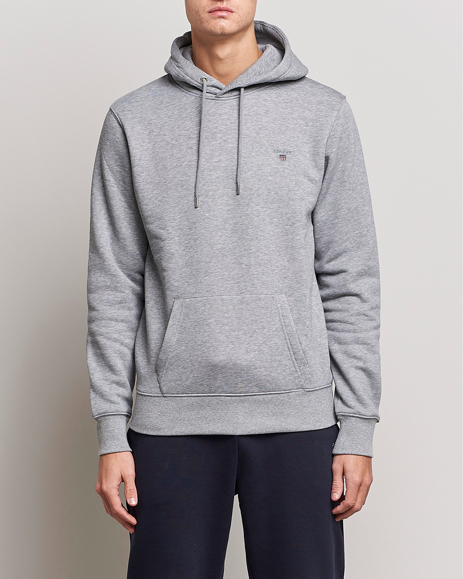 Herre | Trøjer | GANT | Original Shield Logo Hoodie Grey Melange