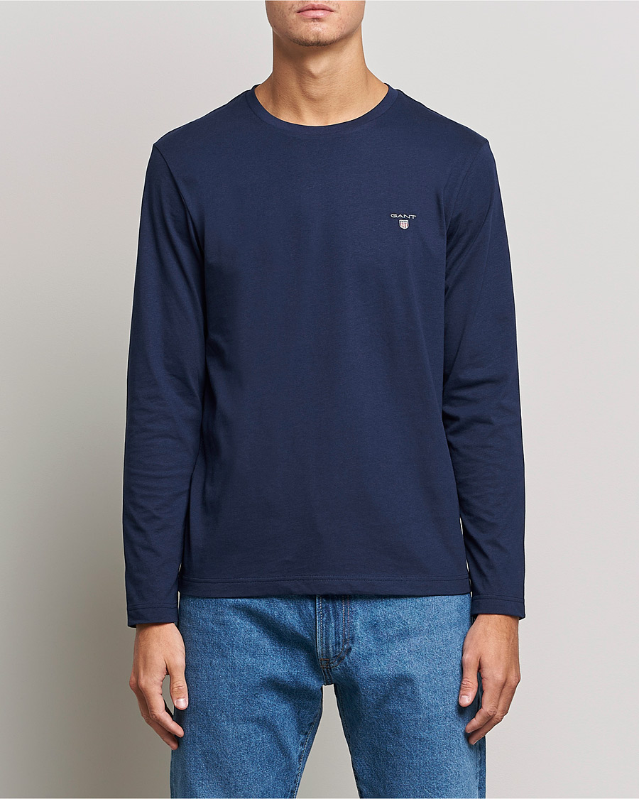 Herre | T-Shirts | GANT | The Original Long Sleeve T-shirt Evening Blue
