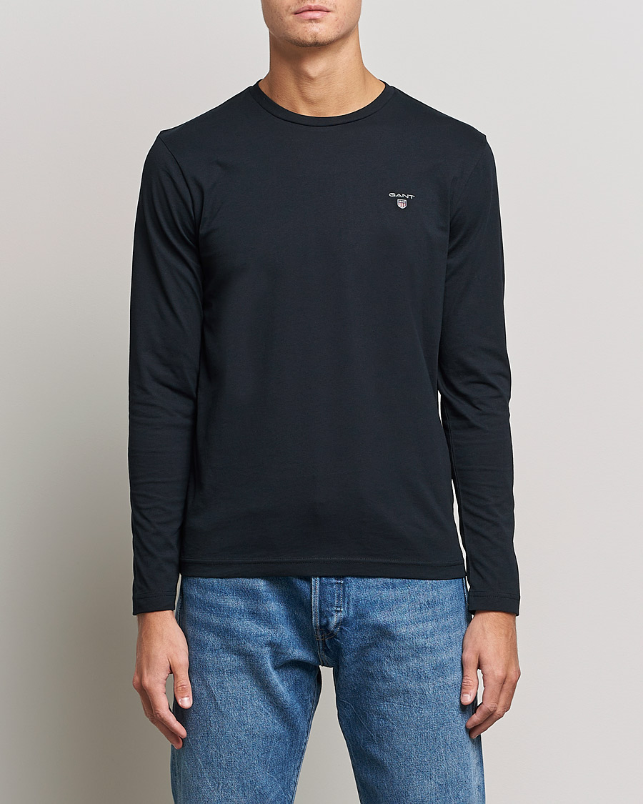 Herre | Sorte t-shirts | GANT | The Original Long Sleeve T-shirt Black