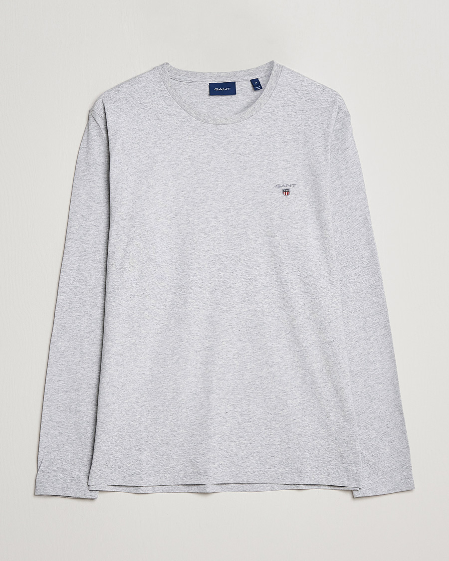 Herre | T-Shirts | GANT | The Original Long Sleeve T-shirt Light Grey Melange