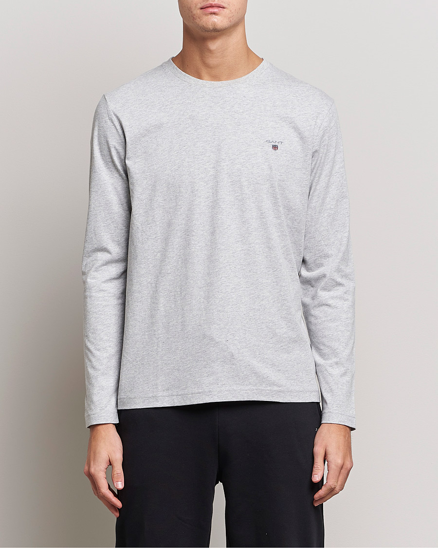 Herre | Langærmede t-shirts | GANT | The Original Long Sleeve T-shirt Light Grey Melange