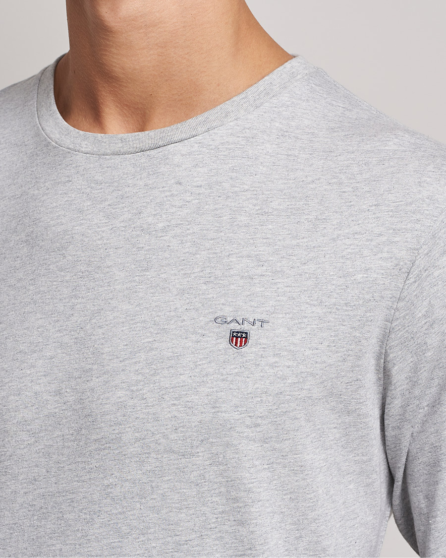 Herre | T-Shirts | GANT | The Original Long Sleeve T-shirt Light Grey Melange