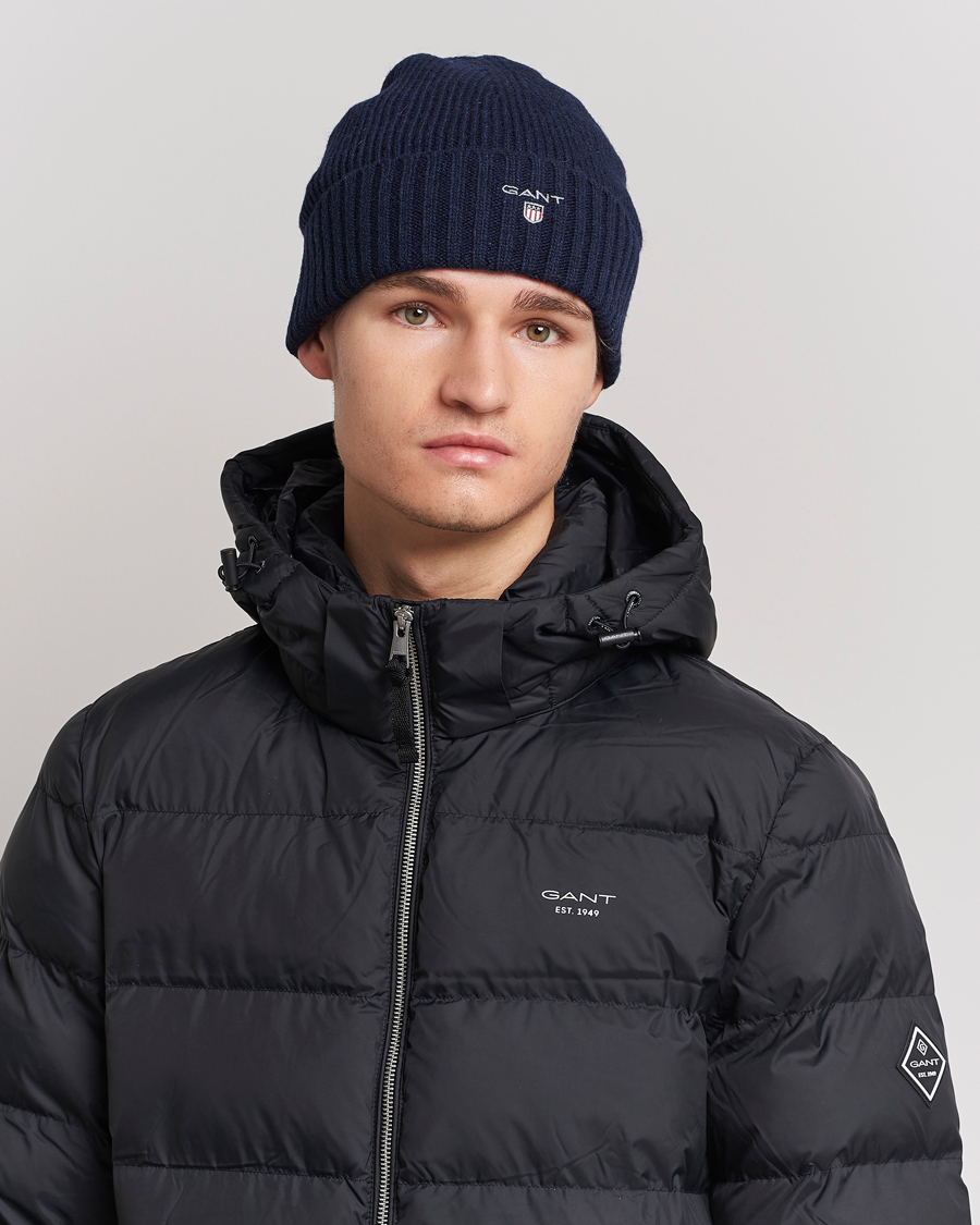 Herre | Huer | GANT | Wool Lined Beanie Marine