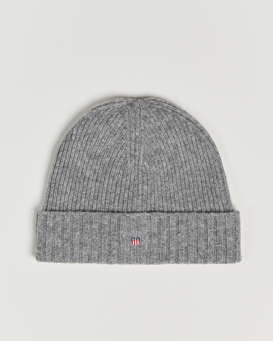 Herre | GANT Wool Lined Beanie Dark Grey Melange | GANT | Wool Lined Beanie Dark Grey Melange