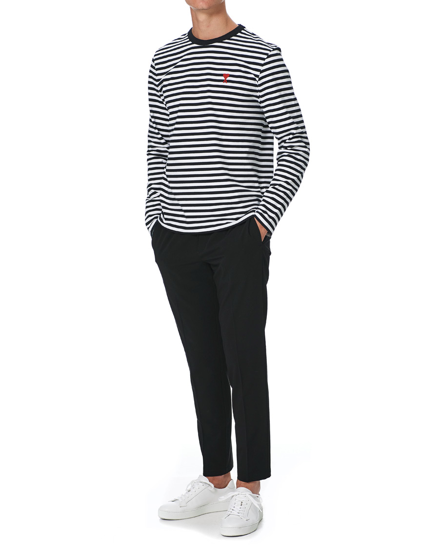 Herre | T-Shirts | AMI | Striped Long Sleeve Tee Black/White