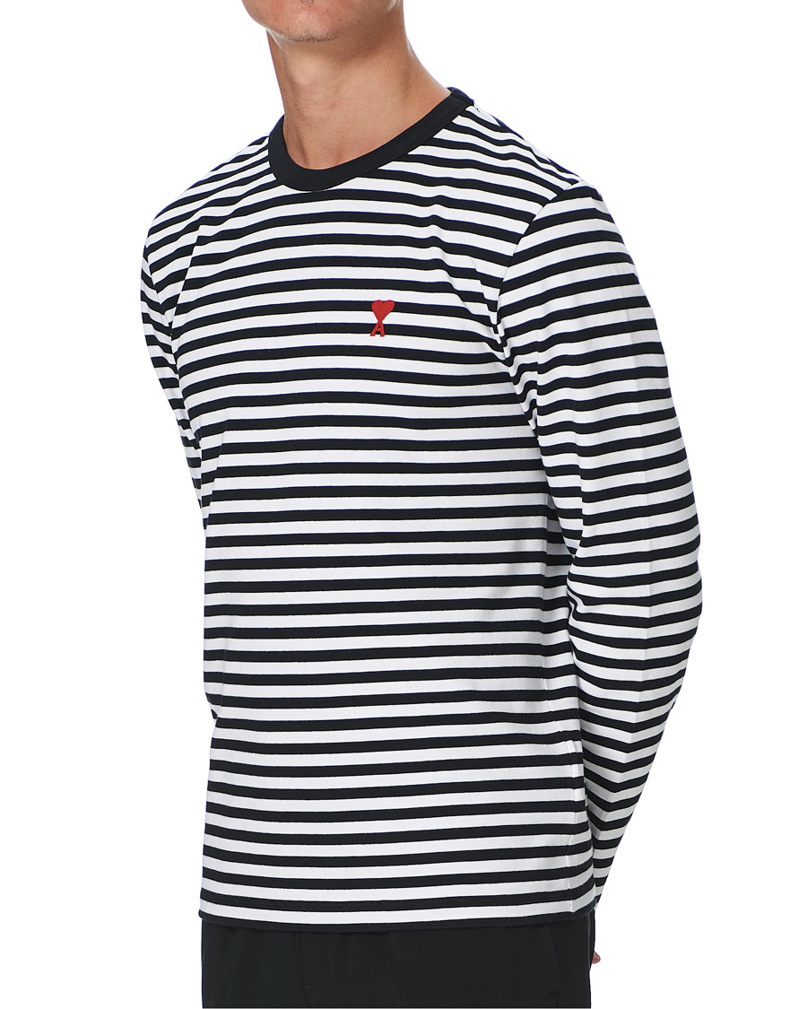 Herre | T-Shirts | AMI | Striped Long Sleeve Tee Black/White