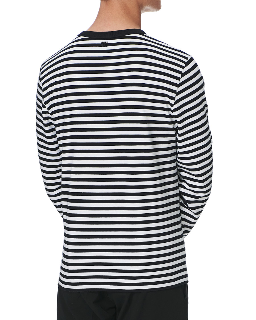 Herre | T-Shirts | AMI | Striped Long Sleeve Tee Black/White