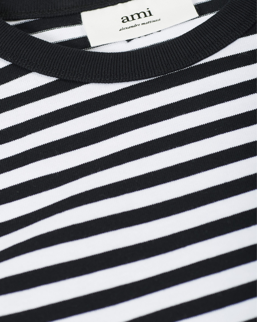 Herre | T-Shirts | AMI | Striped Long Sleeve Tee Black/White