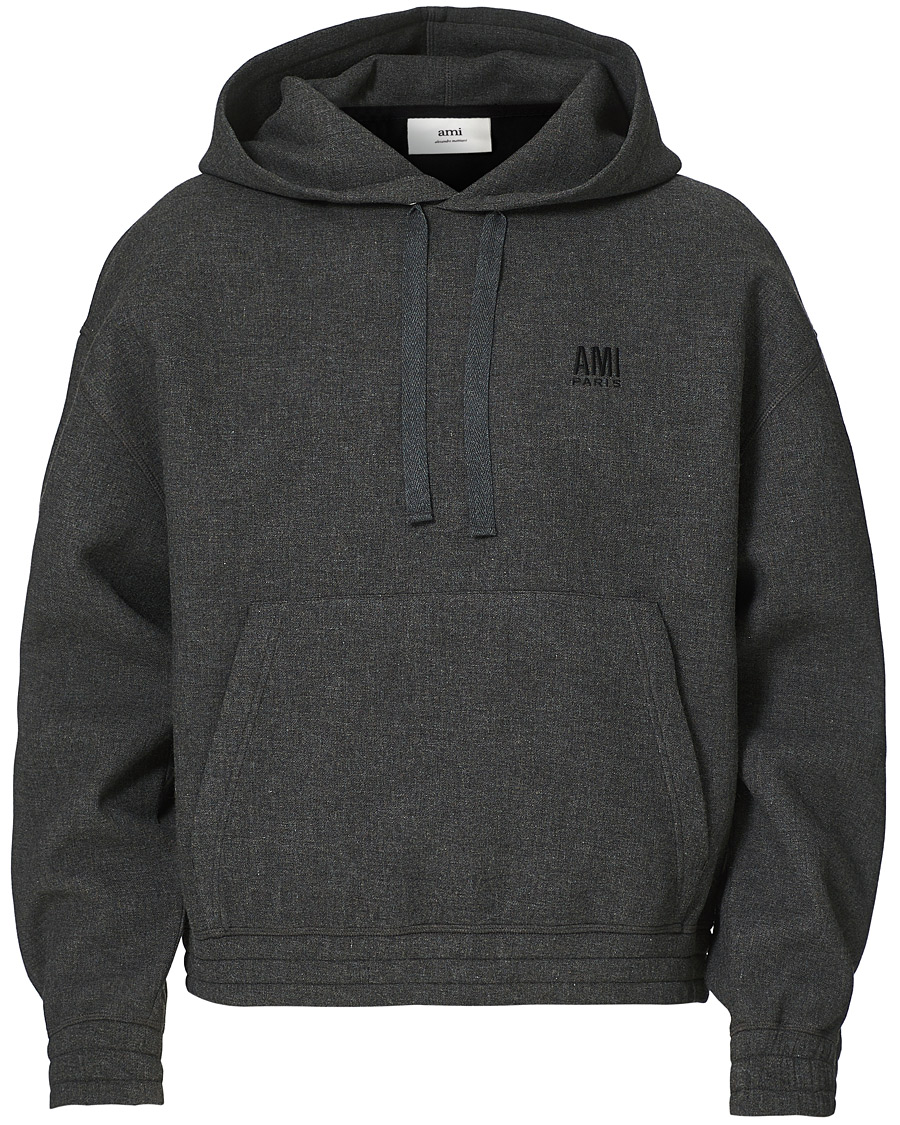 Herre | Trøjer | AMI | Oversize Wool Blend Hoodie Dark Grey Melange