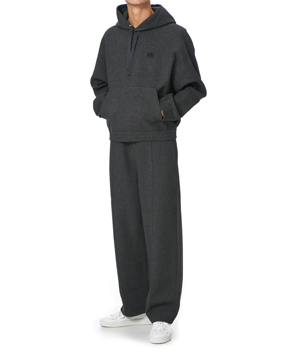 Herre | Trøjer | AMI | Oversize Wool Blend Hoodie Dark Grey Melange