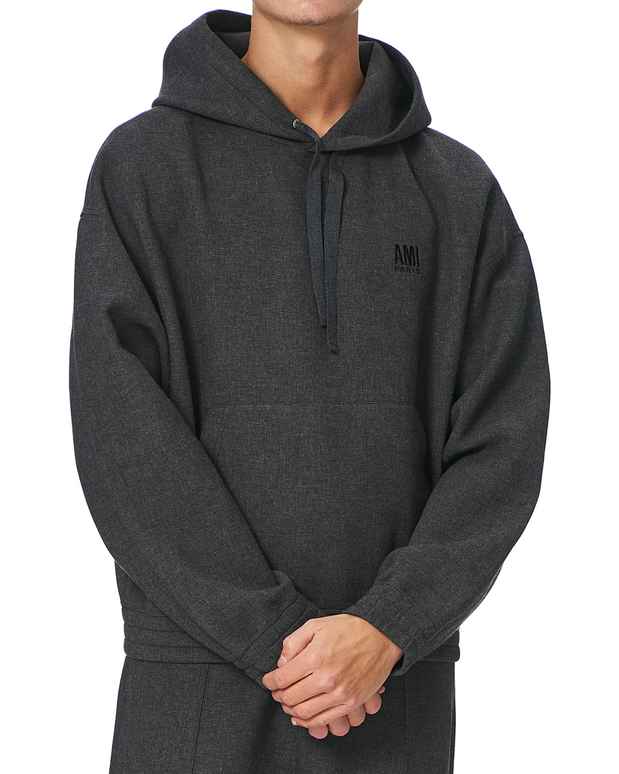 Herre | Trøjer | AMI | Oversize Wool Blend Hoodie Dark Grey Melange