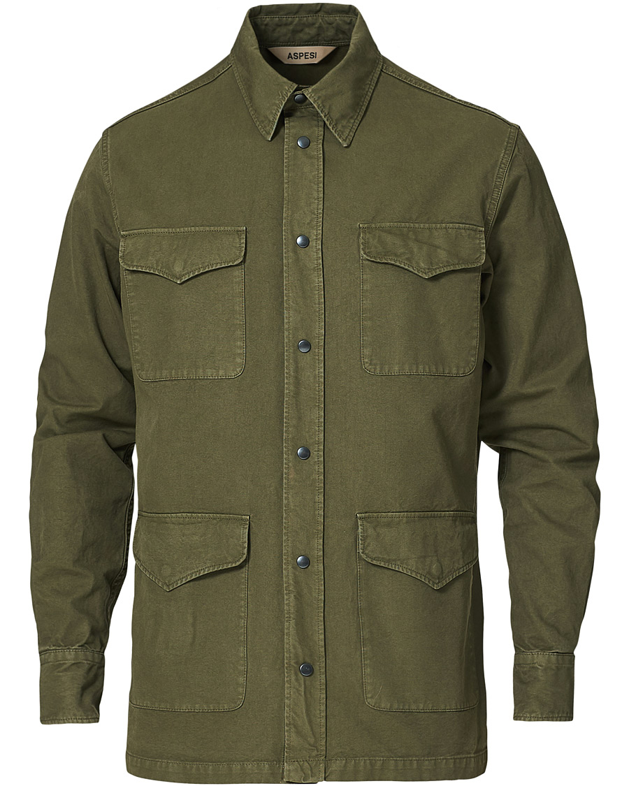 Herre | Skjorter | Aspesi | Hercules Cotton Overshirt Light Military